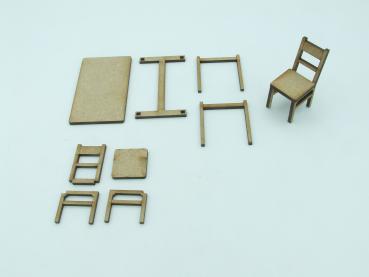 Table with 2 chairs, Lasercut