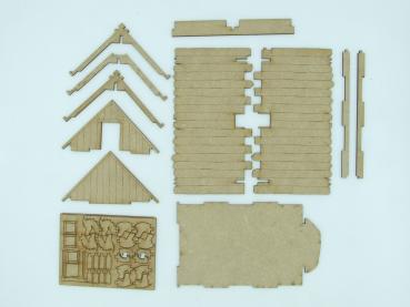 Whole roof house, long, 20mm/1:72 - Lasercut