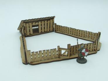 Small cattle shed with fencing, 28mm/1:56 - Lasercut