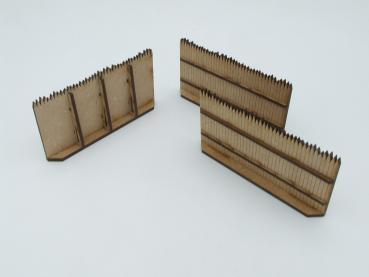 Palisadenwall 120mm, 3 Stück, 28mm/1:56 - Lasercut