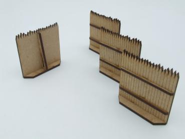Palisadenwall 60mm, 4 Stück, 28mm/1:56 - Lasercut