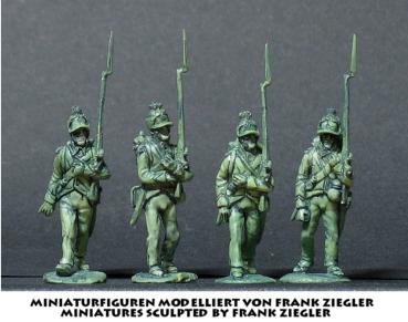 Französische leichte Infanterie (Chasseurs) in Kleber uniform marschierend