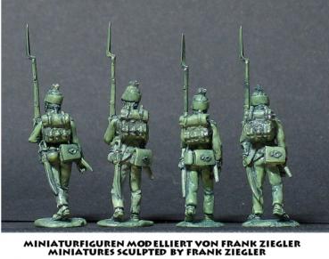 Französische leichte Infanterie (Chasseurs) in Kleber uniform marschierend