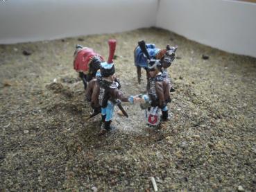 dismounted Husars (horseholder) with officer horses