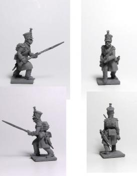 French infantry in greatcoat advancing and marching