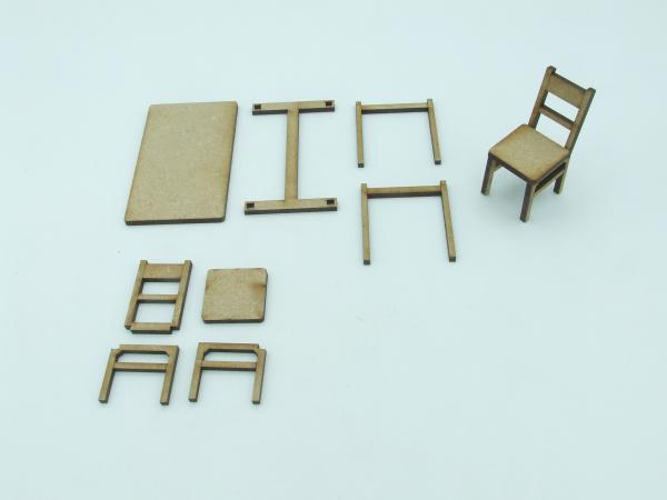 Table with 2 chairs, Lasercut