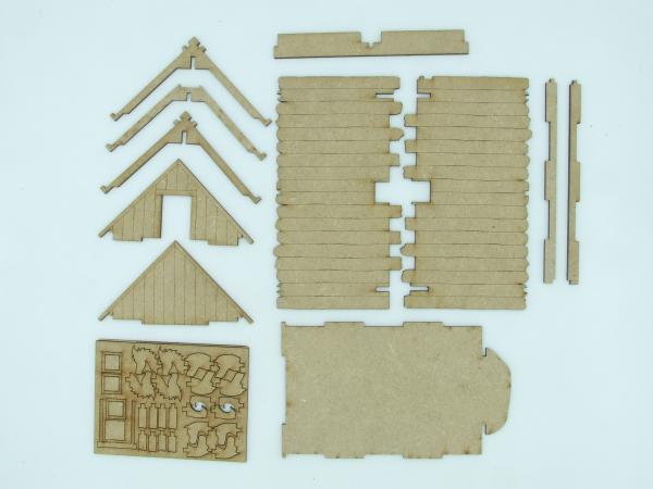 Whole roof house, long, 20mm/1:72 - Lasercut