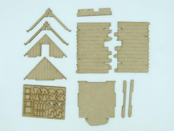 Whole roof house, short, 28mm/1:56 - Lasercut