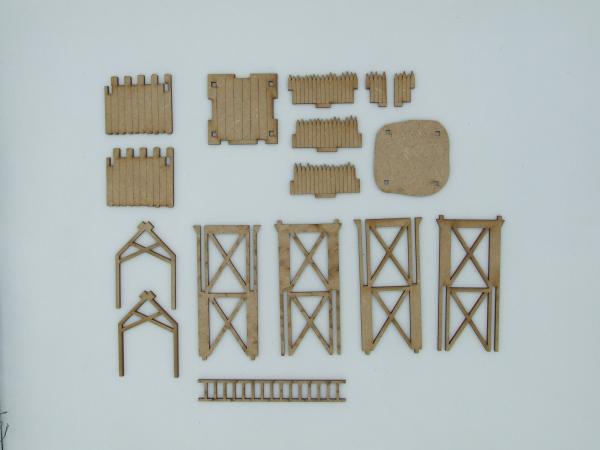 Palisadenwall Turm, 28mm/1:56 - Lasercut