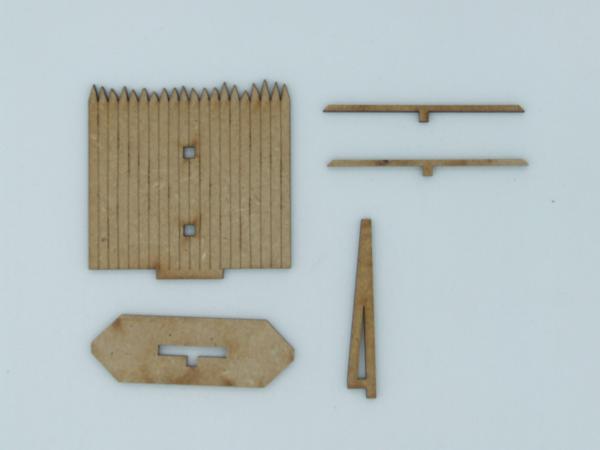 Palisadenwall 60mm, 4 Stück, 28mm/1:56 - Lasercut
