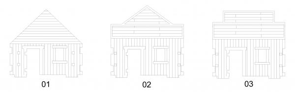 Westernhaus, eingeschossig, schmale Ausführung, Satteldach - 1:56/28mm
