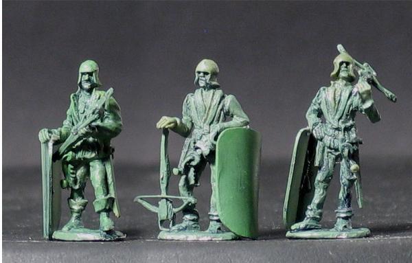 Crossbowmen waiting with Pavese