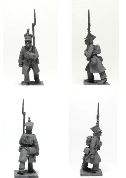 French infantry in greatcoat advancing and marching
