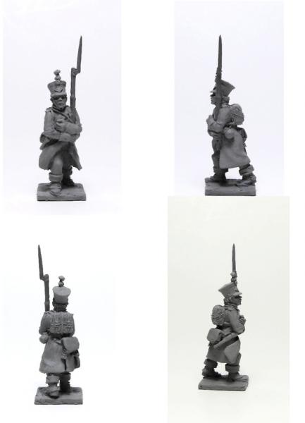 French infantry in greatcoat advancing and marching
