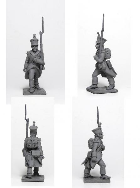 French infantry in greatcoat advancing and marching