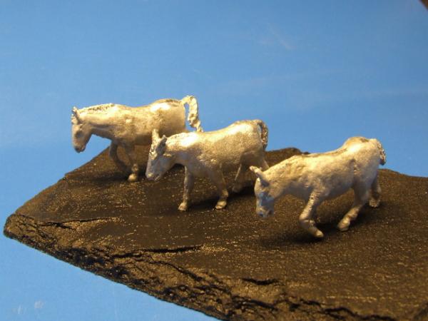 Three mules, slow moving